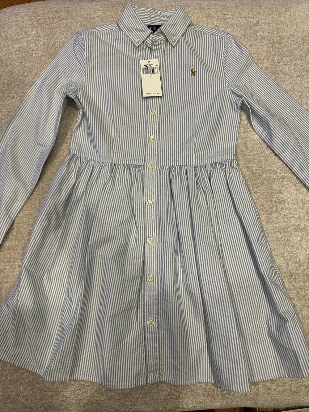Ralph Lauren Light Blue & White Striped Button-Down Dress